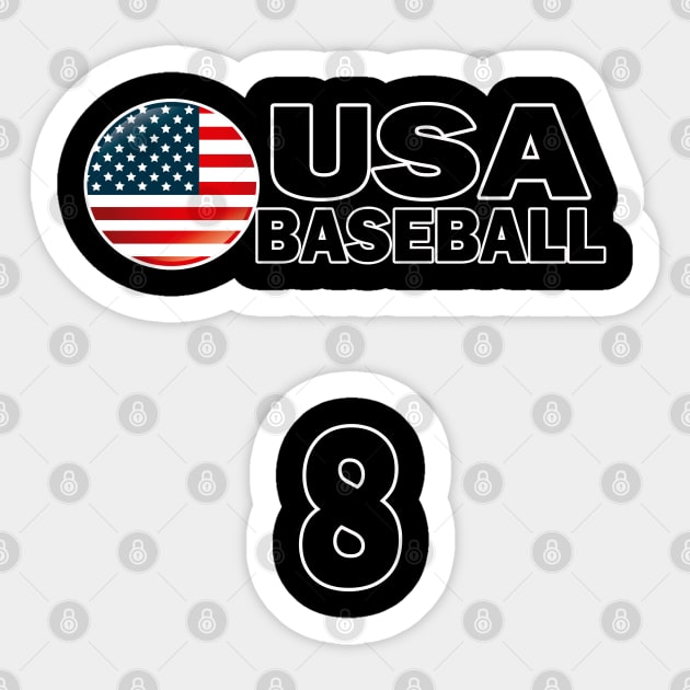 USA Baseball Number 8 T-shirt Design Sticker by werdanepo